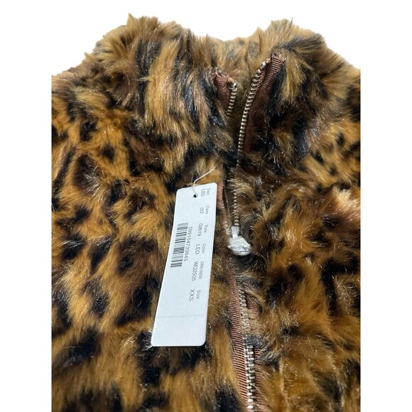 J.Crew Faux-fur Leopard Full-Zip Vest Sleeveless Jacket G9519 Women's Size XXS - Picture 4 of 5